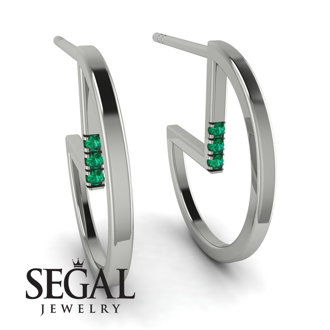 Circle Stud Earring With Hidden Emerald - Karter No. 6