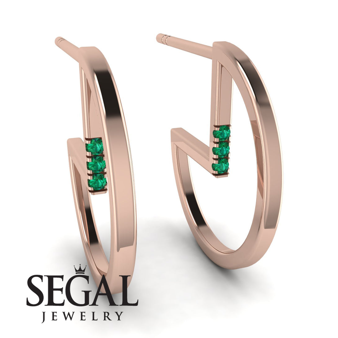Circle Stud Earring With Hidden Emerald - Karter No. 5