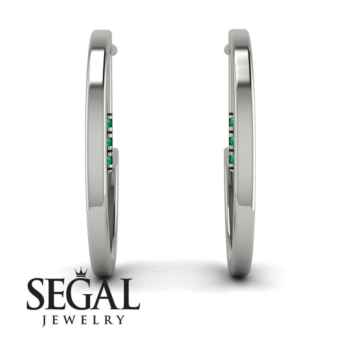Circle Stud Earring With Hidden Emerald - Karter No. 6