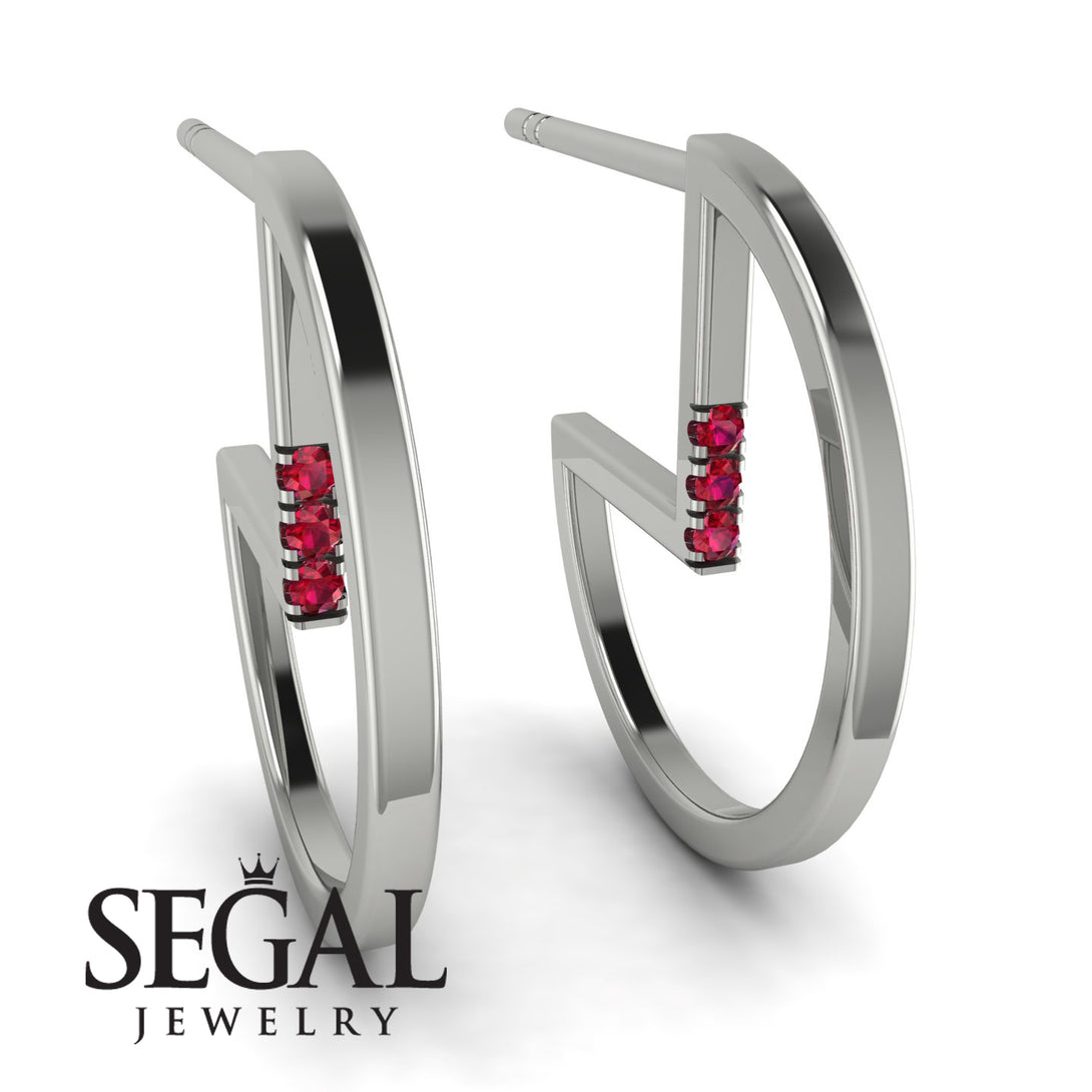 Circle Stud Earring With Hidden Ruby - Karter No. 12