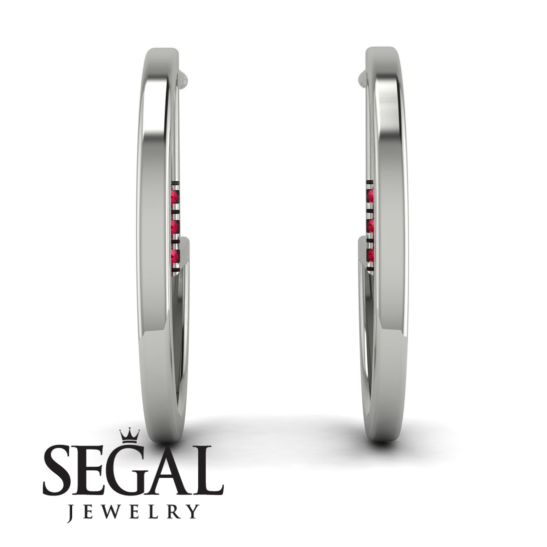 Circle Stud Earring With Hidden Ruby - Karter No. 12