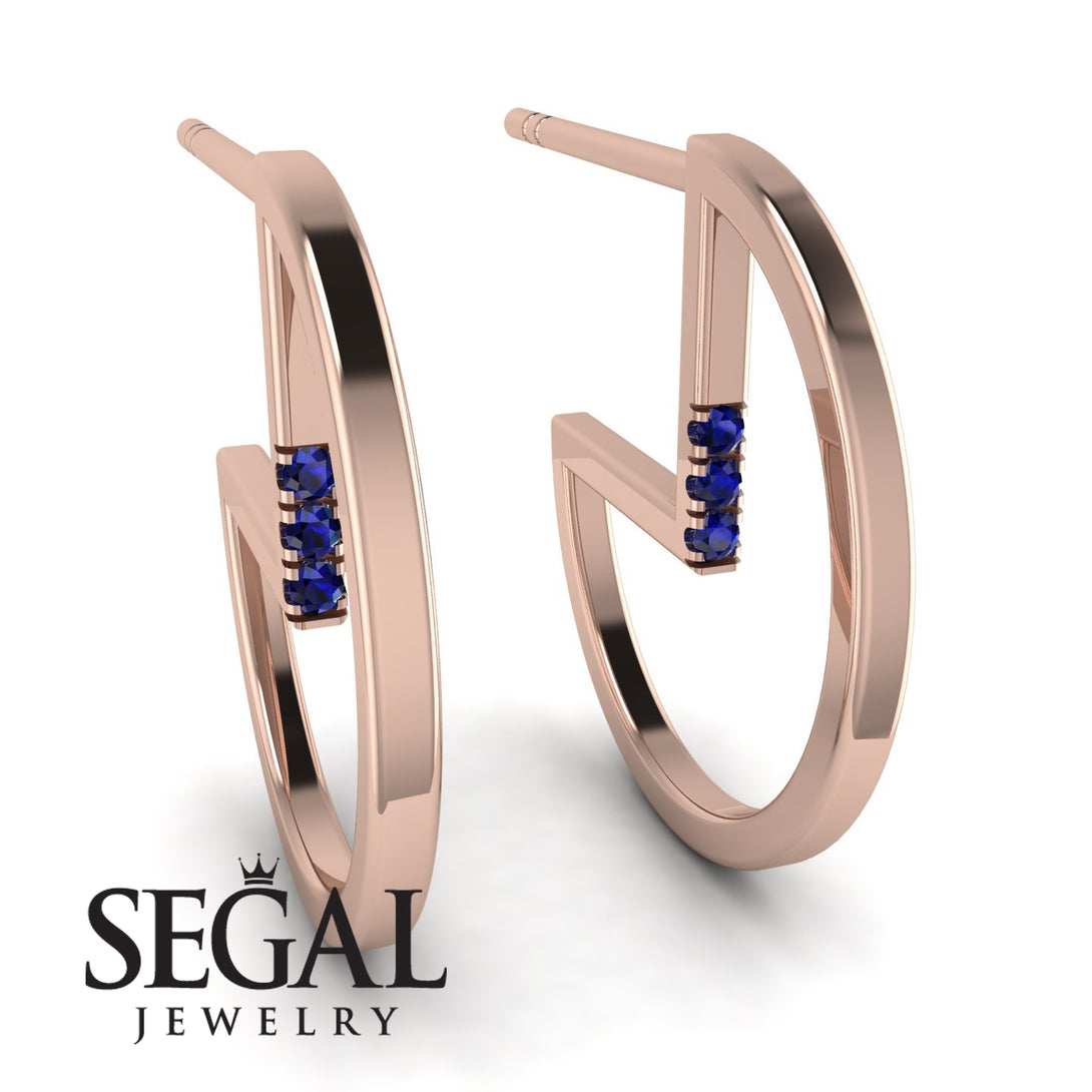 Circle Stud Earring With Hidden Sapphire - Karter No. 14