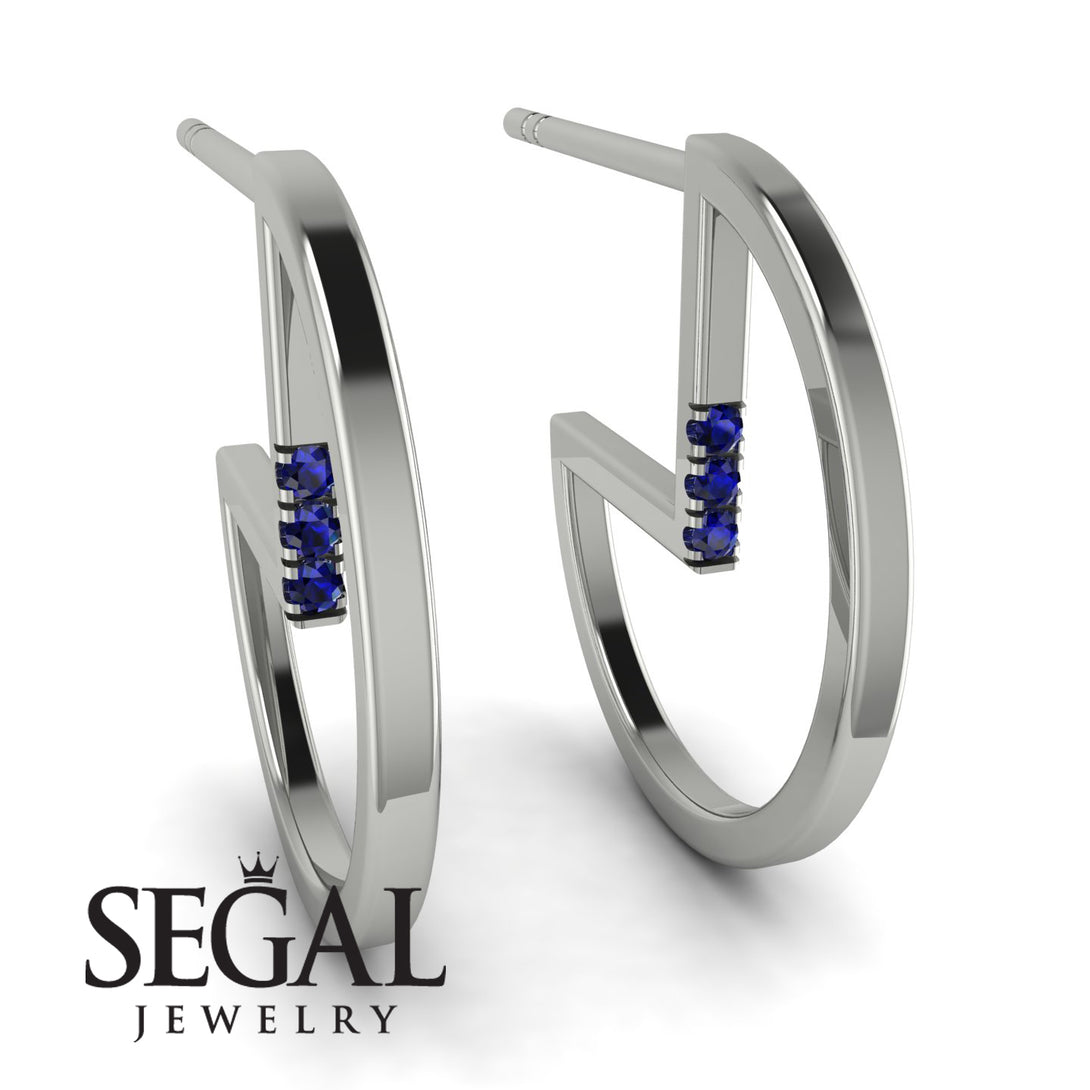 Circle Stud Earring With Hidden Sapphire - Karter No. 15