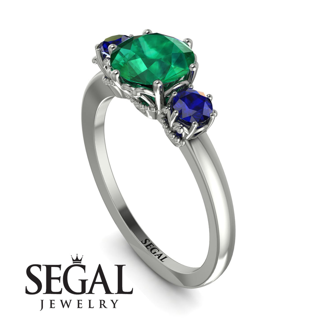 Classic 3 Stone Emerald Engagement Ring - Sofia No. 66