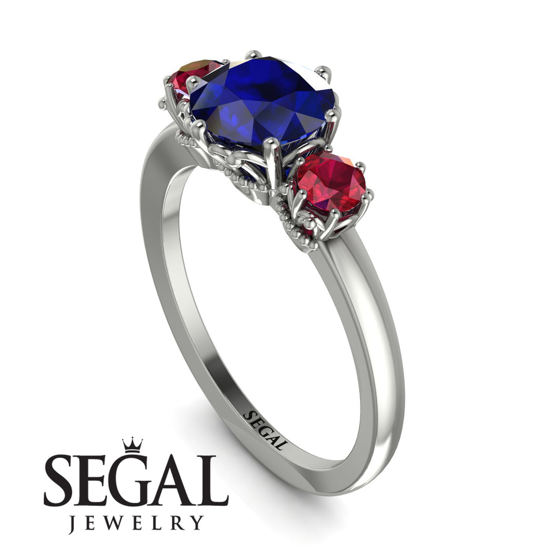 Classic 3 Stone Sapphire Engagement Ring - Sofia No. 60