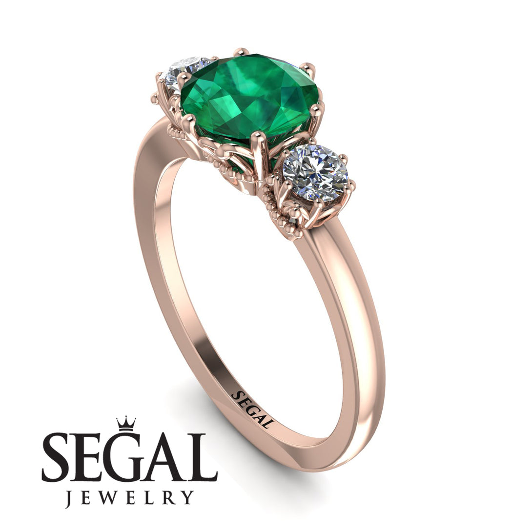 Classic 3 Stone Emerald Engagement Ring - Sofia No. 5
