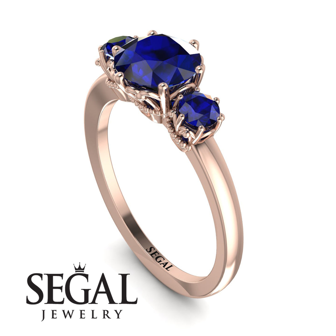 Classic 3 Stone Sapphire Engagement Ring - Sofia No. 74