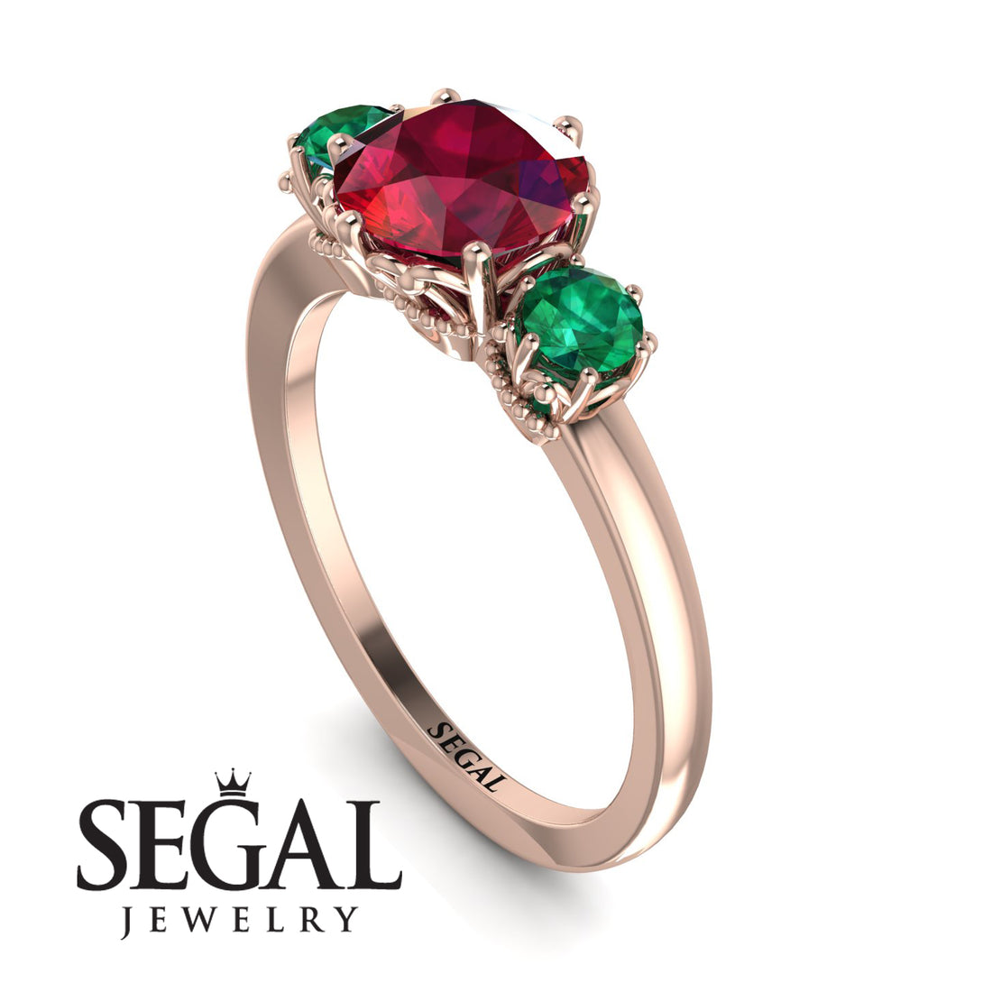 Classic 3 Stone Ruby Engagement Ring - Sofia No. 26