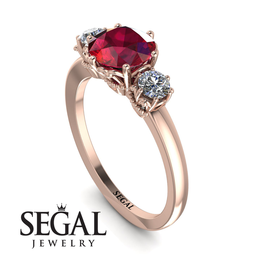 Classic 3 Stone Ruby Engagement Ring - Sofia No. 11