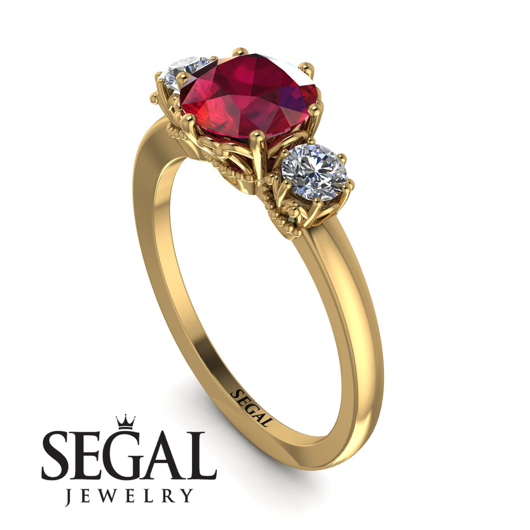 Classic 3 Stone Ruby Engagement Ring - Sofia No. 10