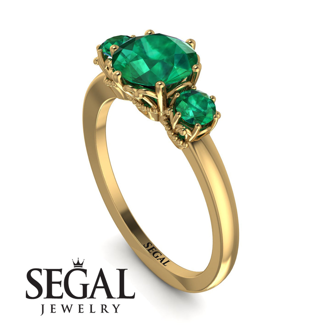 Classic 3 Stone Emerald Engagement Ring - Sofia No. 19