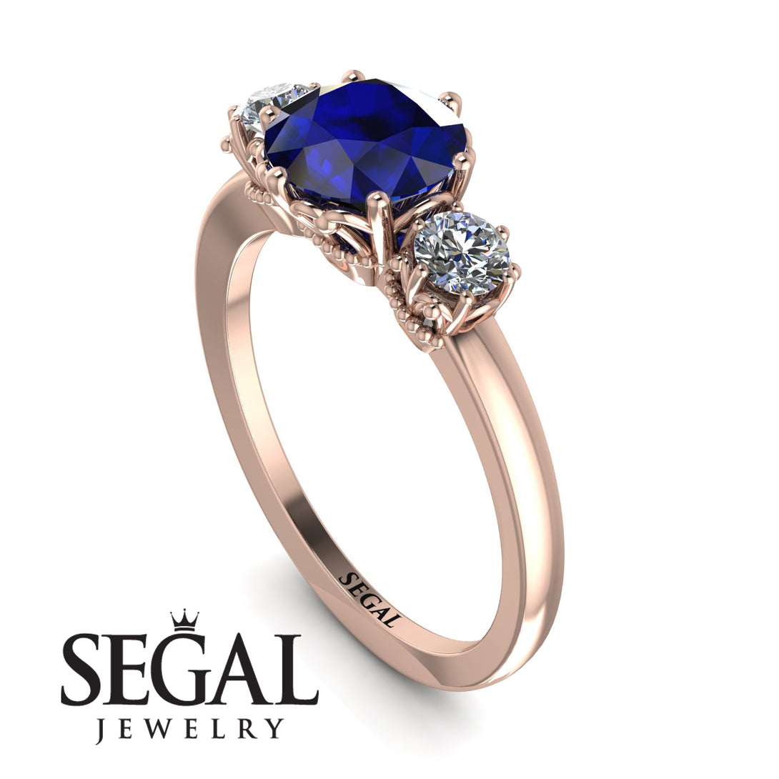 Classic 3 Stone Sapphire Engagement Ring - Sofia No. 14