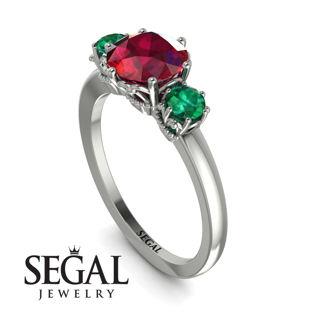 Classic 3 Stone Ruby Engagement Ring - Sofia No. 27