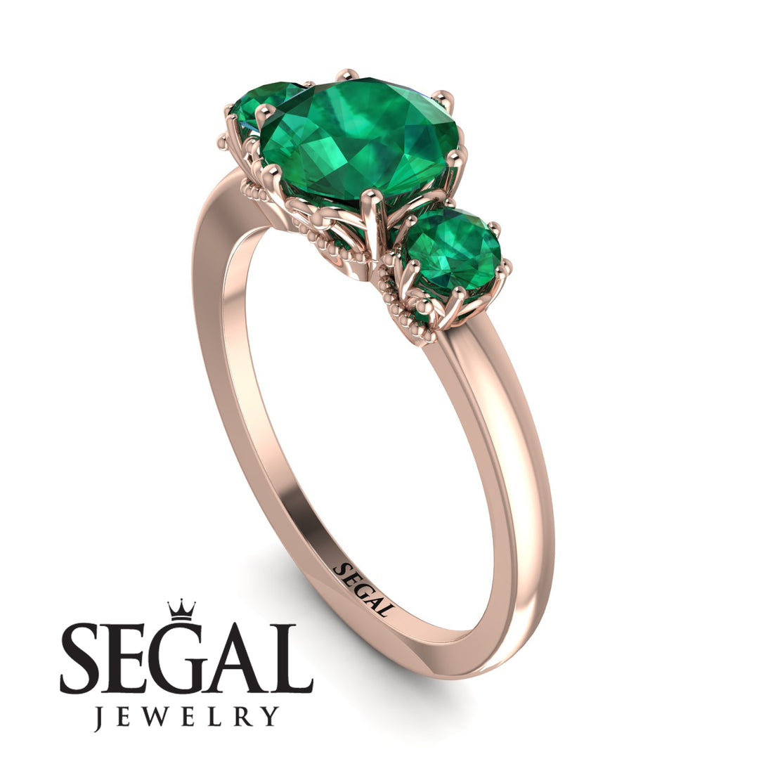 Classic 3 Stone Emerald Engagement Ring - Sofia No. 20