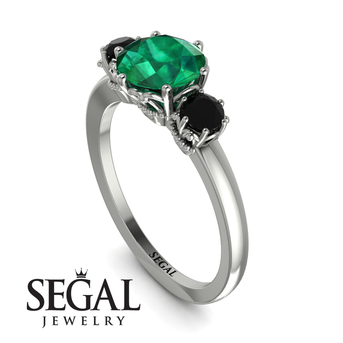 Classic 3 Stone Emerald Engagement Ring - Sofia No. 36