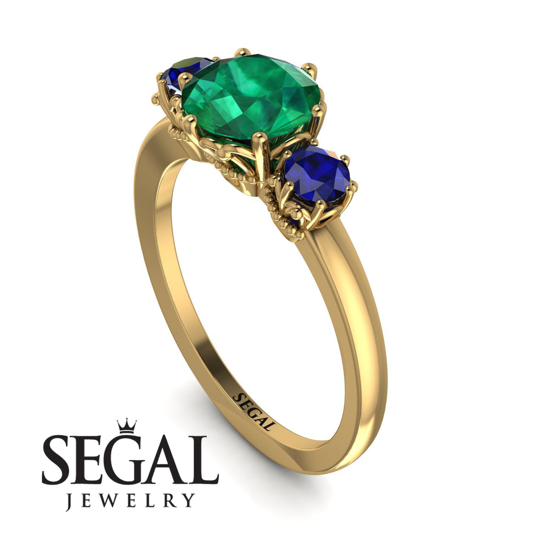 Classic 3 Stone Emerald Engagement Ring - Sofia No. 64