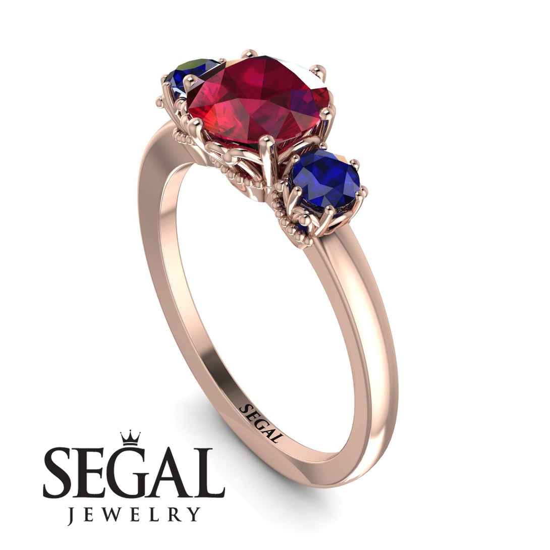 Classic 3 Stone Ruby Engagement Ring - Sofia No. 71