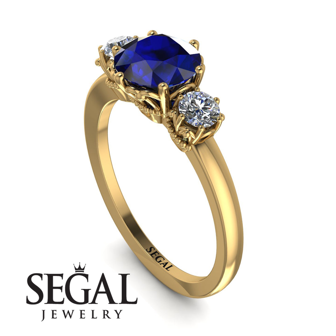 Classic 3 Stone Sapphire Engagement Ring - Sofia No. 13