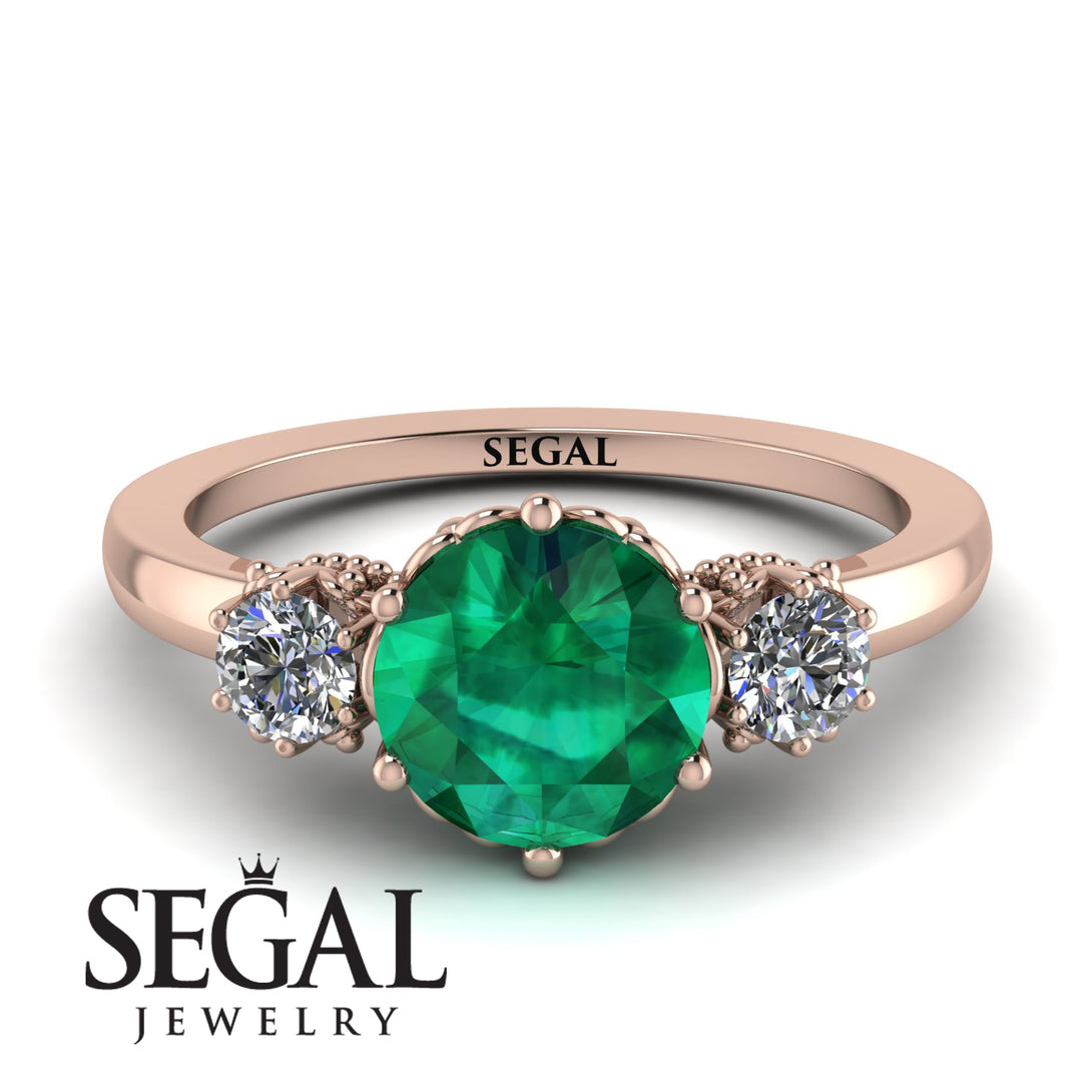 Classic 3 Stone Emerald Engagement Ring - Sofia No. 5