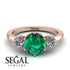 Classic 3 Stone Emerald Engagement Ring - Sofia No. 5
