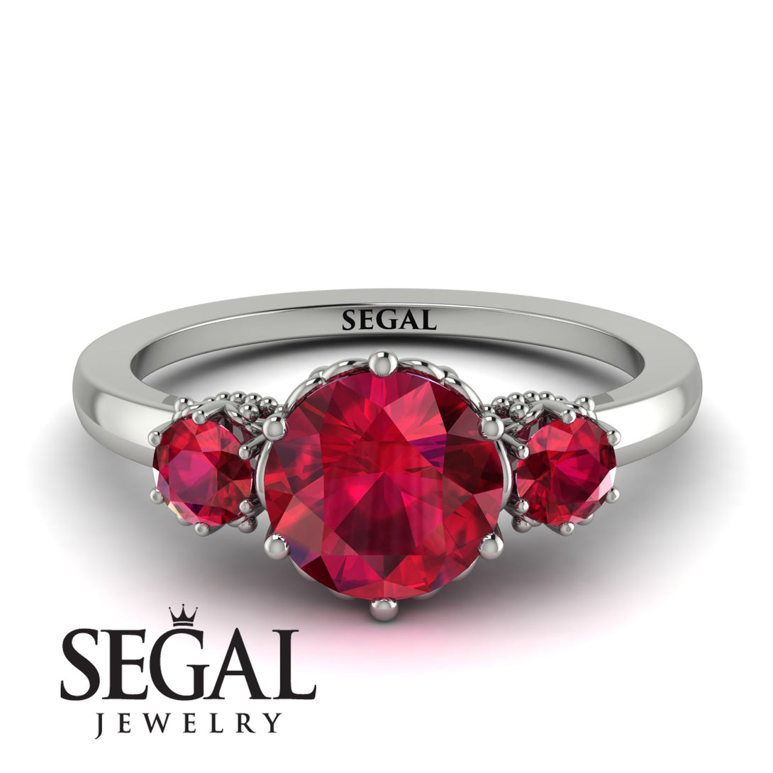 Classic 3 Stone Ruby Engagement Ring - Sofia No. 57