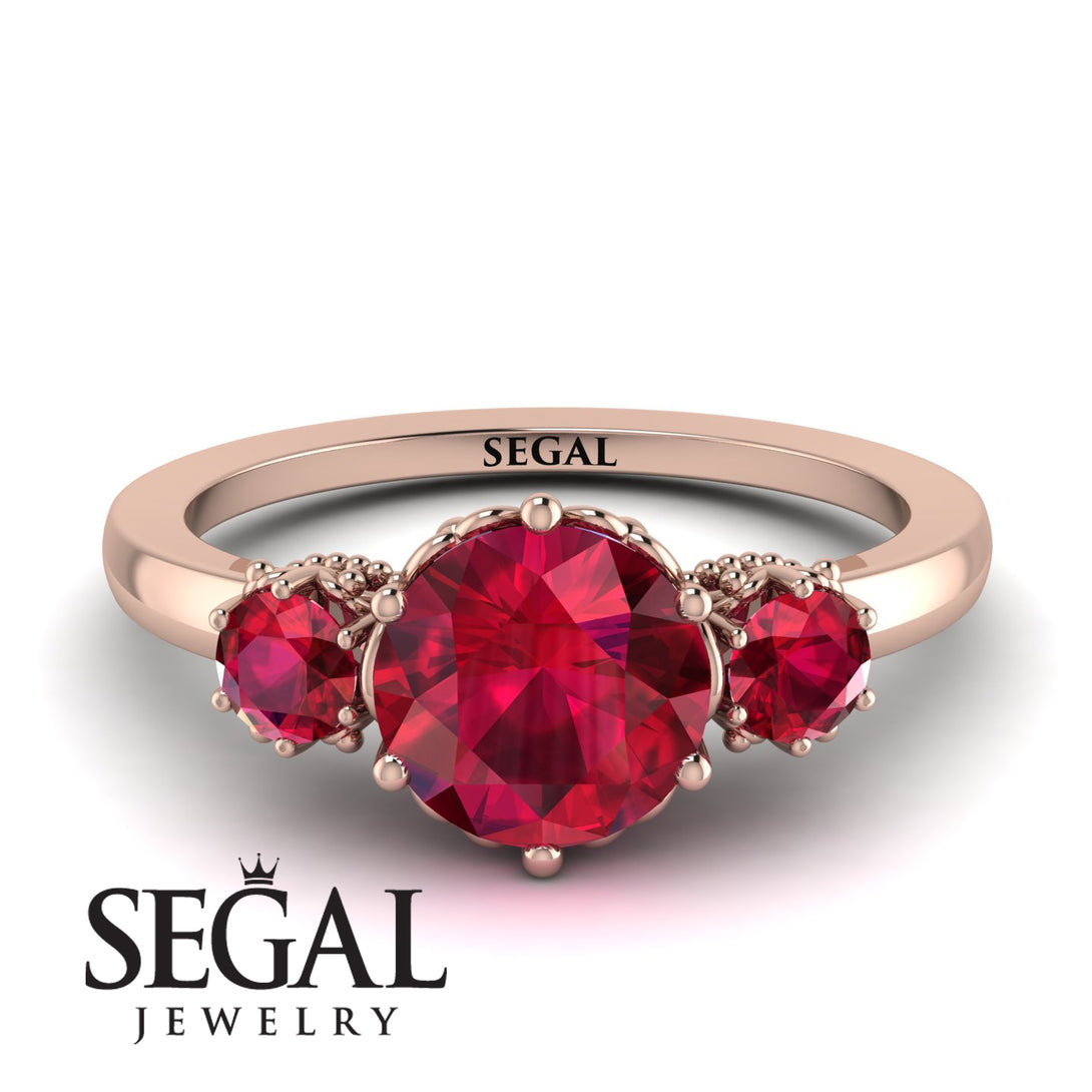 Classic 3 Stone Ruby Engagement Ring - Sofia No. 56