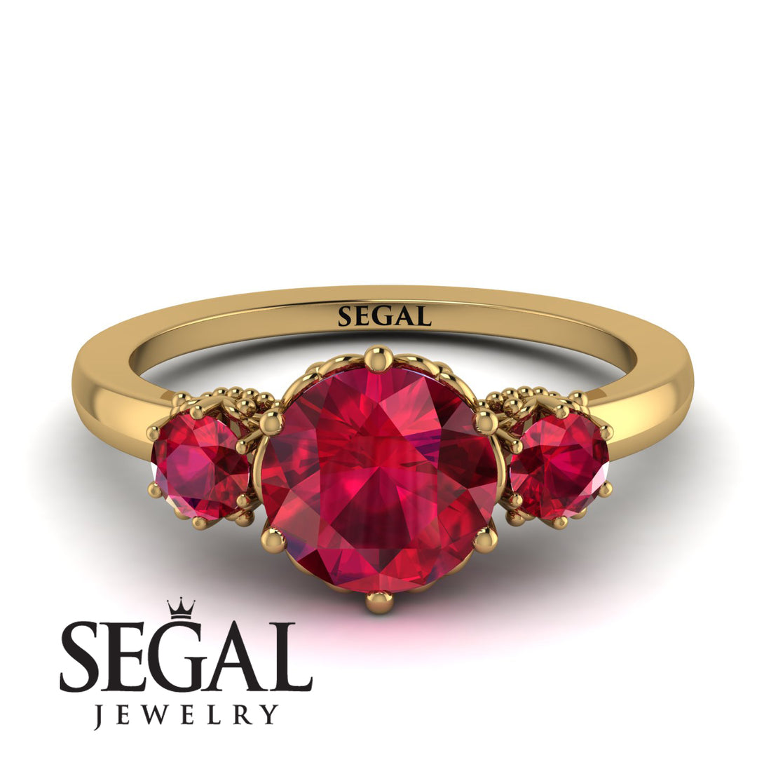 Classic 3 Stone Ruby Engagement Ring - Sofia No. 55