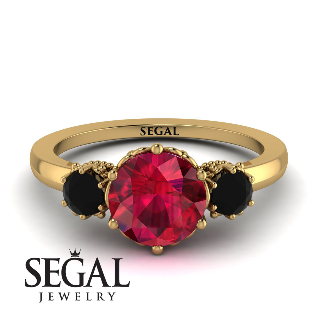 Classic 3 Stone Ruby Engagement Ring - Sofia No. 40