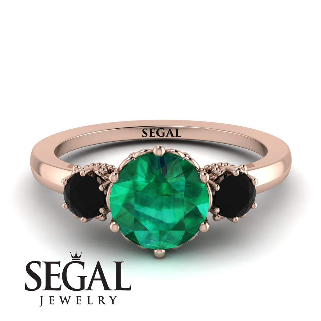 Classic 3 Stone Emerald Engagement Ring - Sofia No. 35