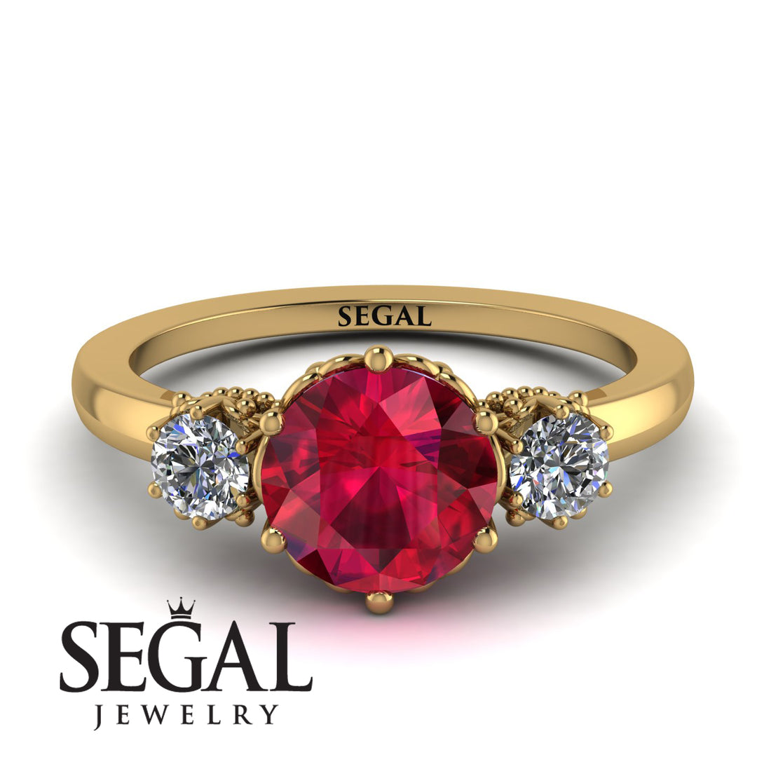 Classic 3 Stone Ruby Engagement Ring - Sofia No. 10