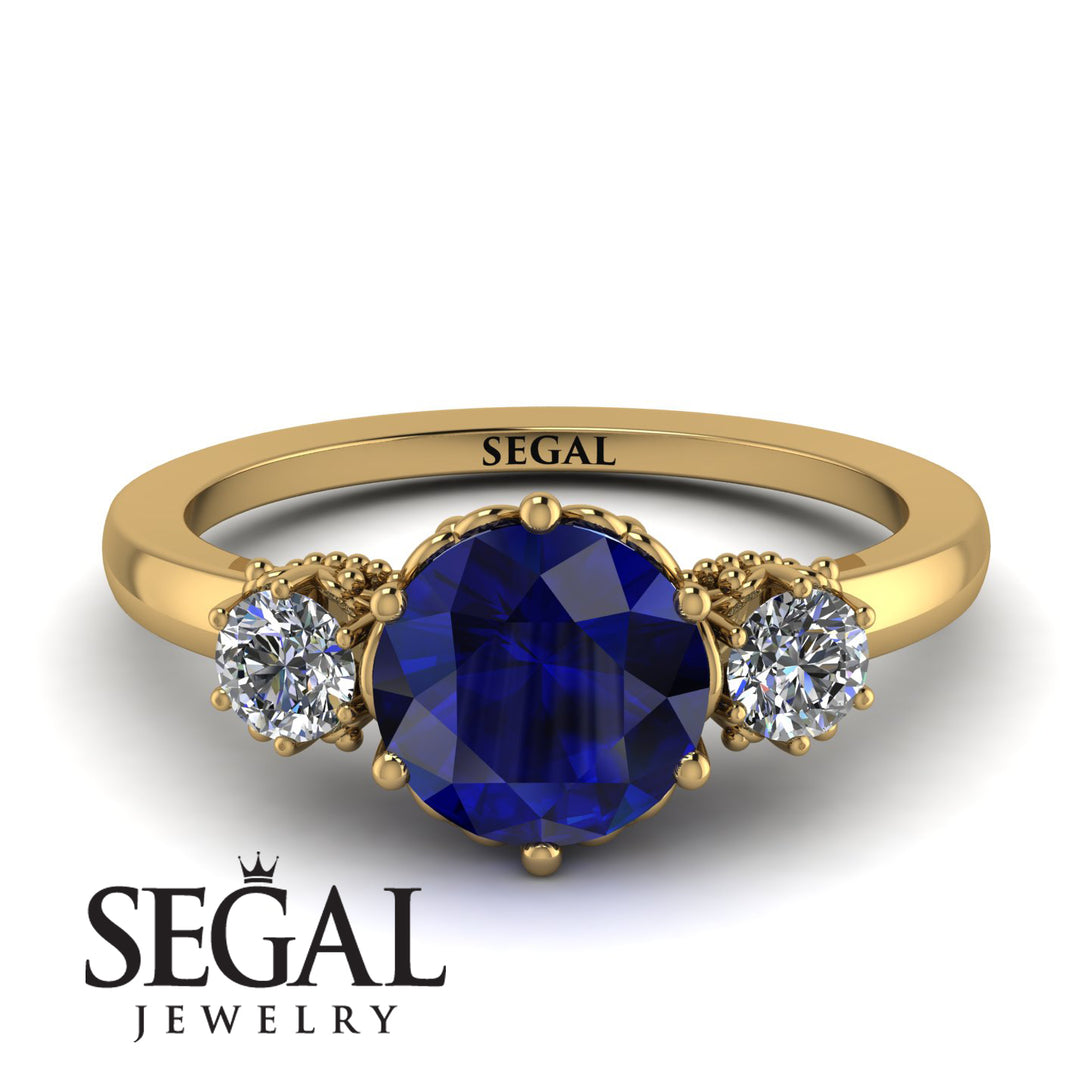 Classic 3 Stone Sapphire Engagement Ring - Sofia No. 13