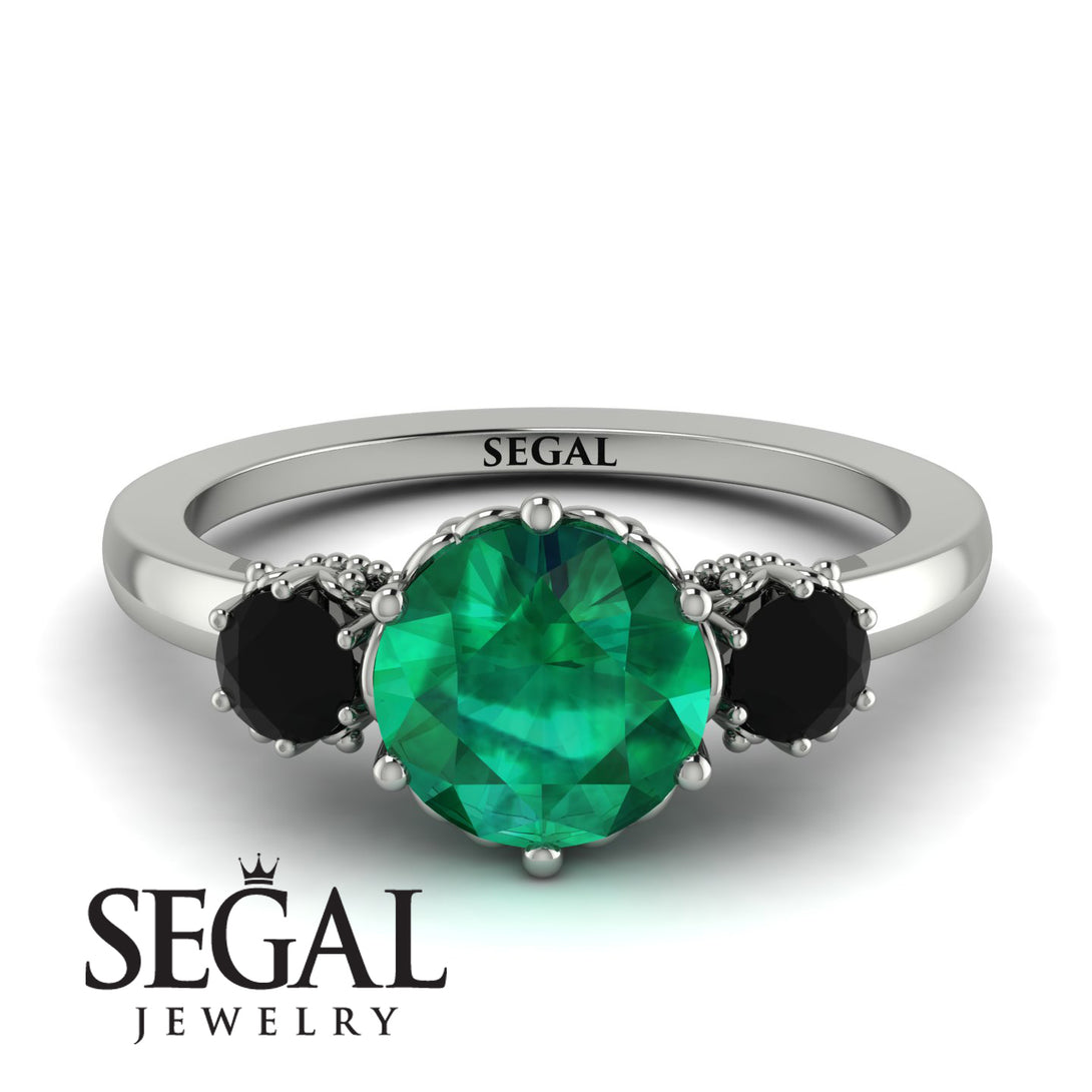Classic 3 Stone Emerald Engagement Ring - Sofia No. 36