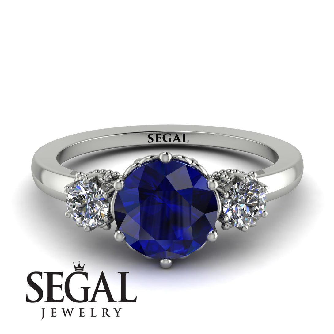 Classic 3 Stone Sapphire Engagement Ring - Sofia No. 15