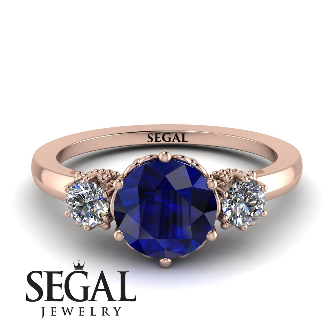 Classic 3 Stone Sapphire Engagement Ring - Sofia No. 14