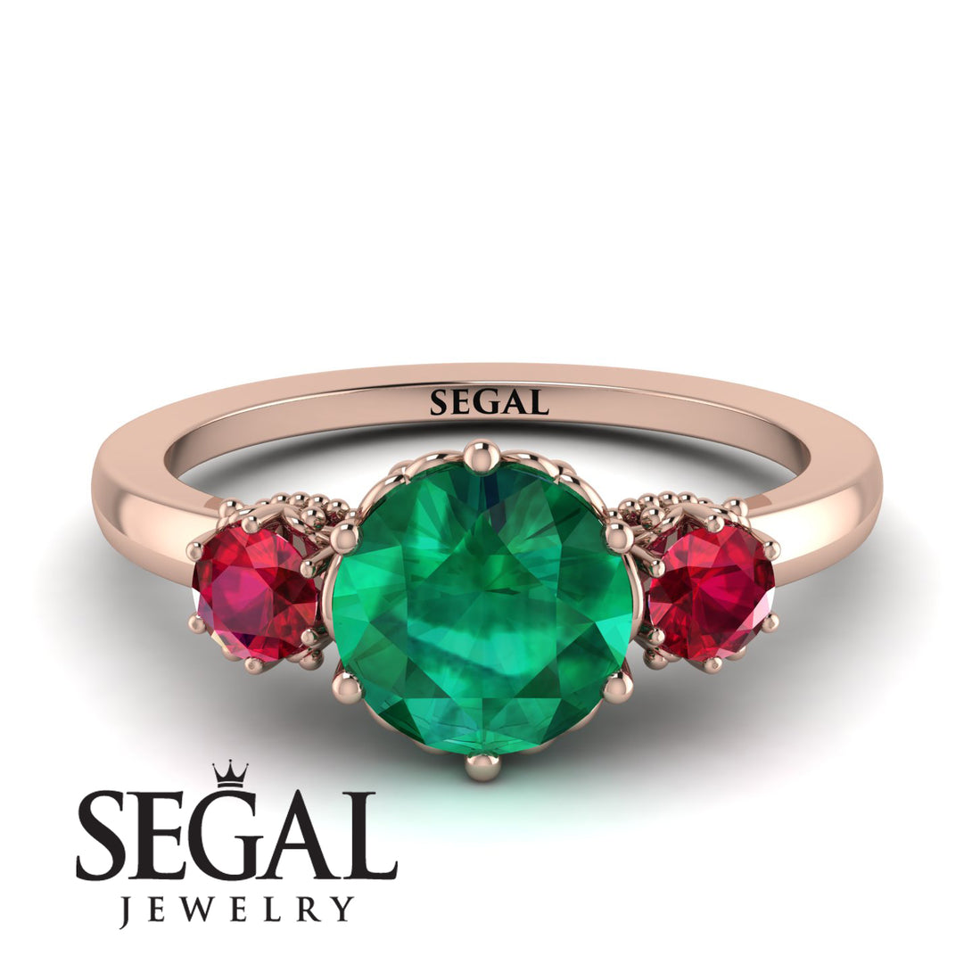 Classic 3 Stone Emerald Engagement Ring - Sofia No. 50