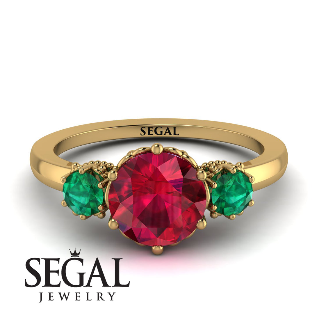 Classic 3 Stone Ruby Engagement Ring - Sofia No. 25
