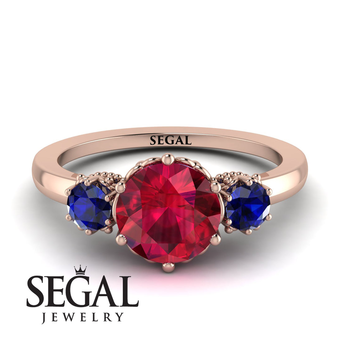 Classic 3 Stone Ruby Engagement Ring - Sofia No. 71