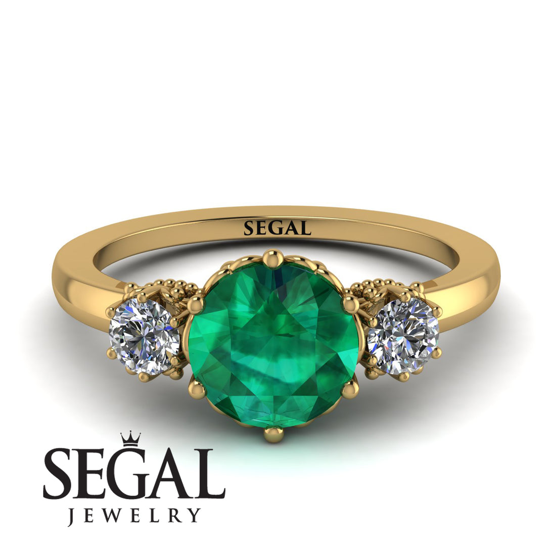 Classic 3 Stone Emerald Engagement Ring - Sofia No. 4