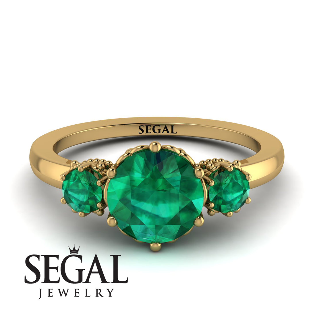 Classic 3 Stone Emerald Engagement Ring - Sofia No. 19