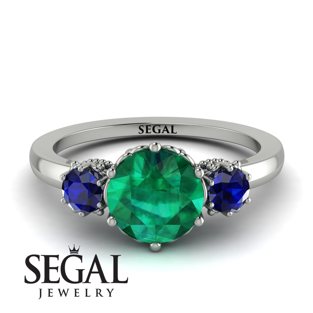 Classic 3 Stone Emerald Engagement Ring - Sofia No. 66