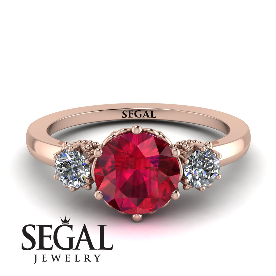 Classic 3 Stone Ruby Engagement Ring - Sofia No. 11