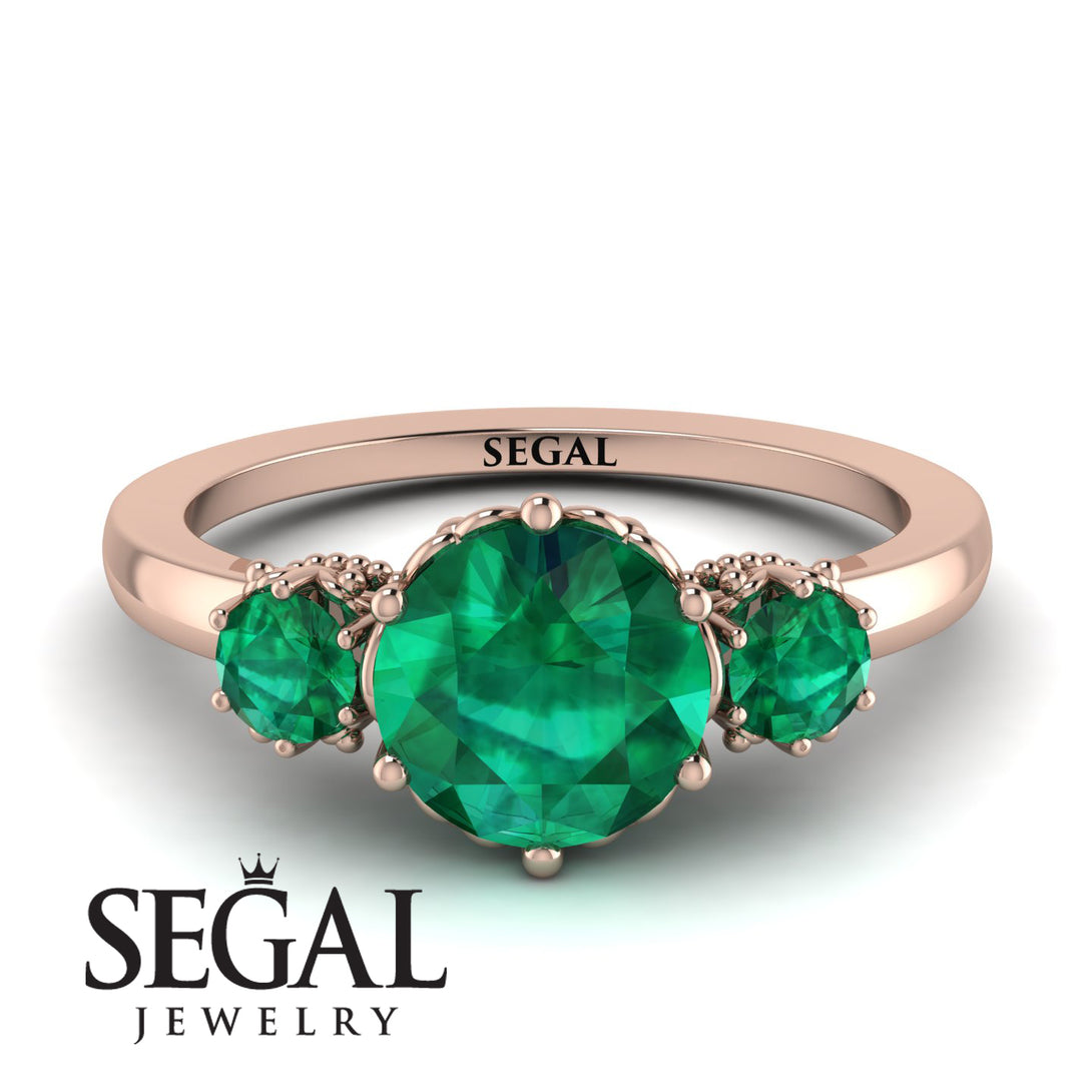 Classic 3 Stone Emerald Engagement Ring - Sofia No. 20