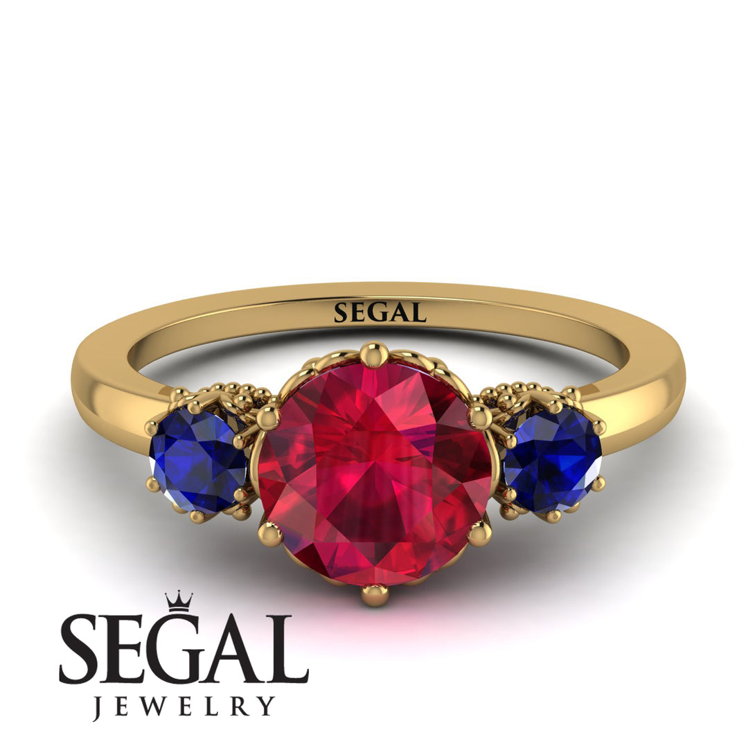 Classic 3 Stone Ruby Engagement Ring - Sofia No. 70