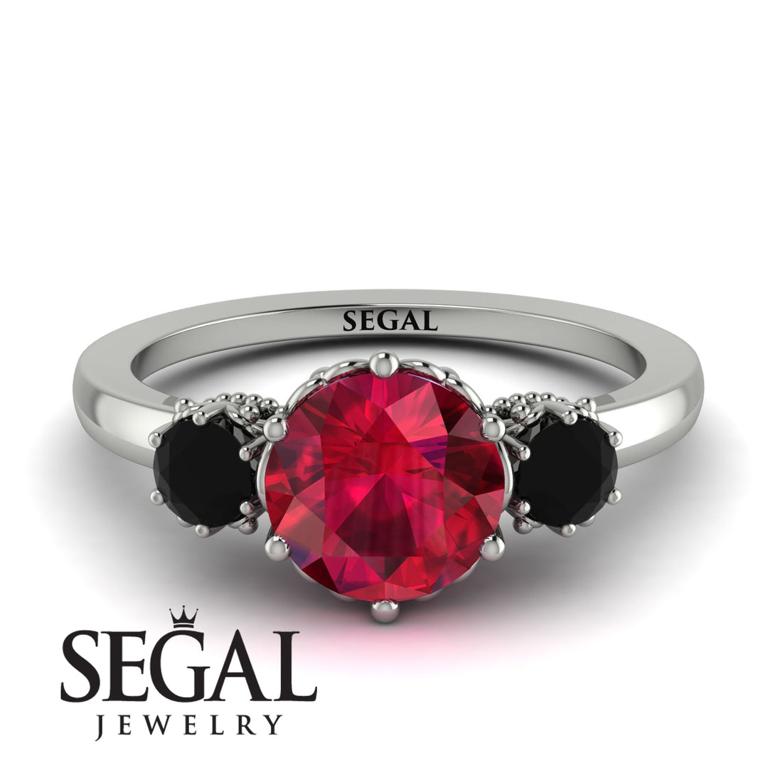Classic 3 Stone Ruby Engagement Ring - Sofia No. 42