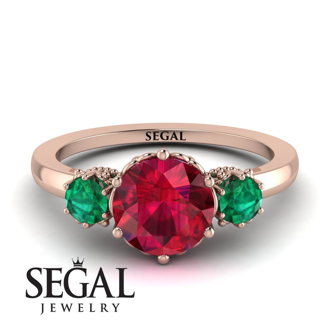 Classic 3 Stone Ruby Engagement Ring - Sofia No. 26