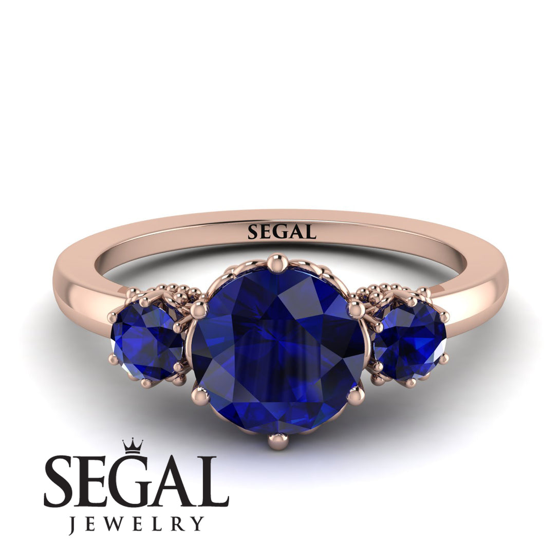 Classic 3 Stone Sapphire Engagement Ring - Sofia No. 74