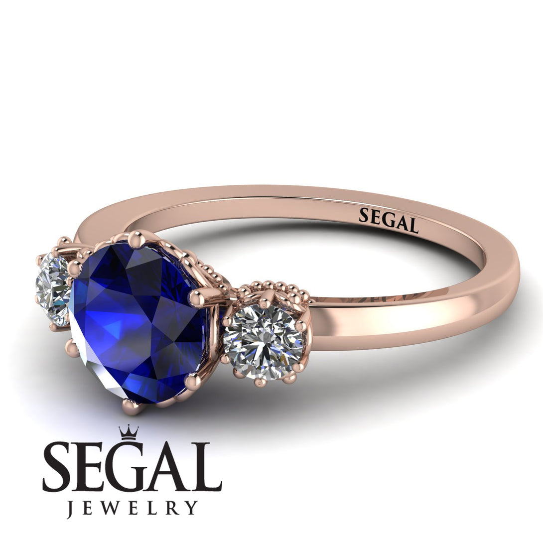 Classic 3 Stone Sapphire Engagement Ring - Sofia No. 14