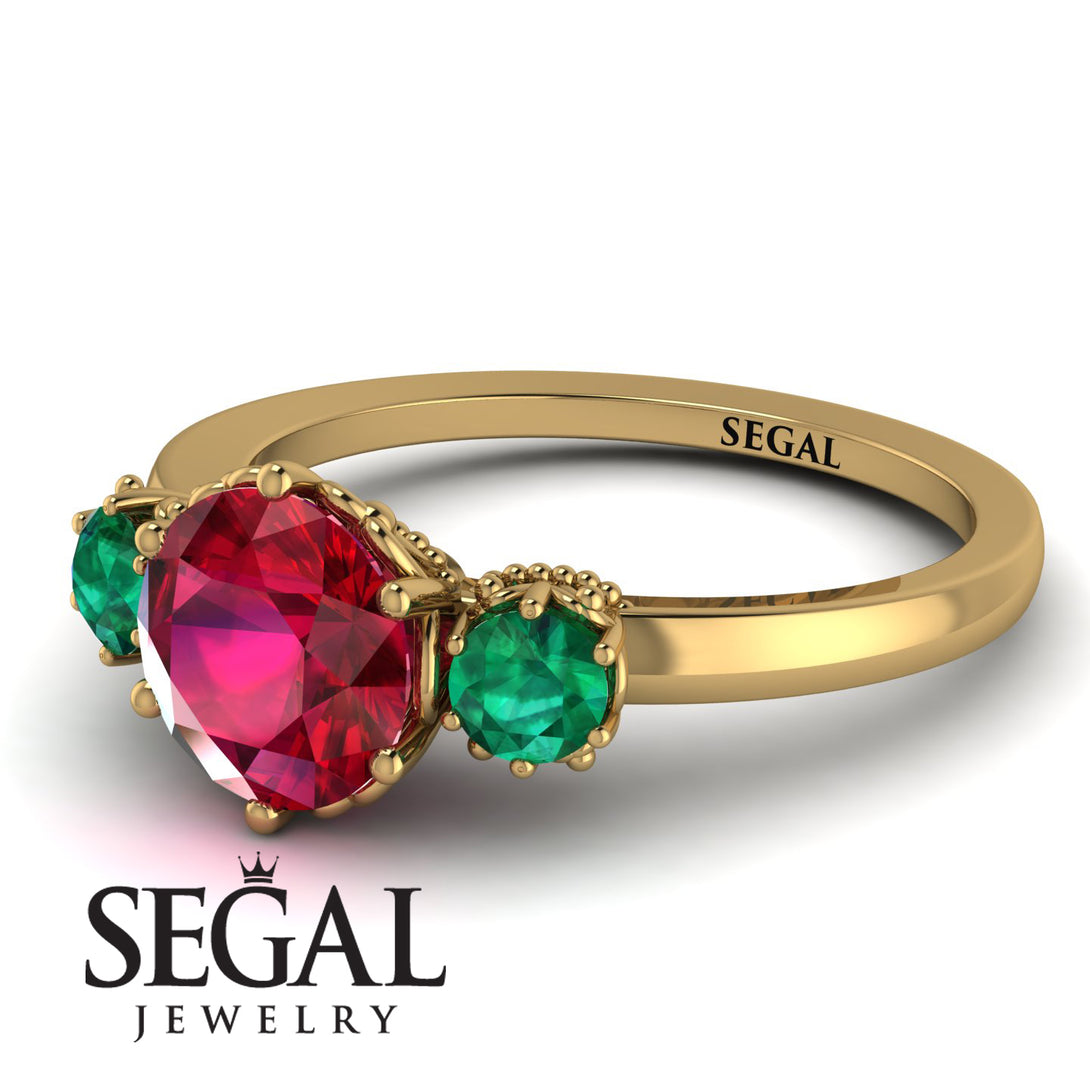 Classic 3 Stone Ruby Engagement Ring - Sofia No. 25