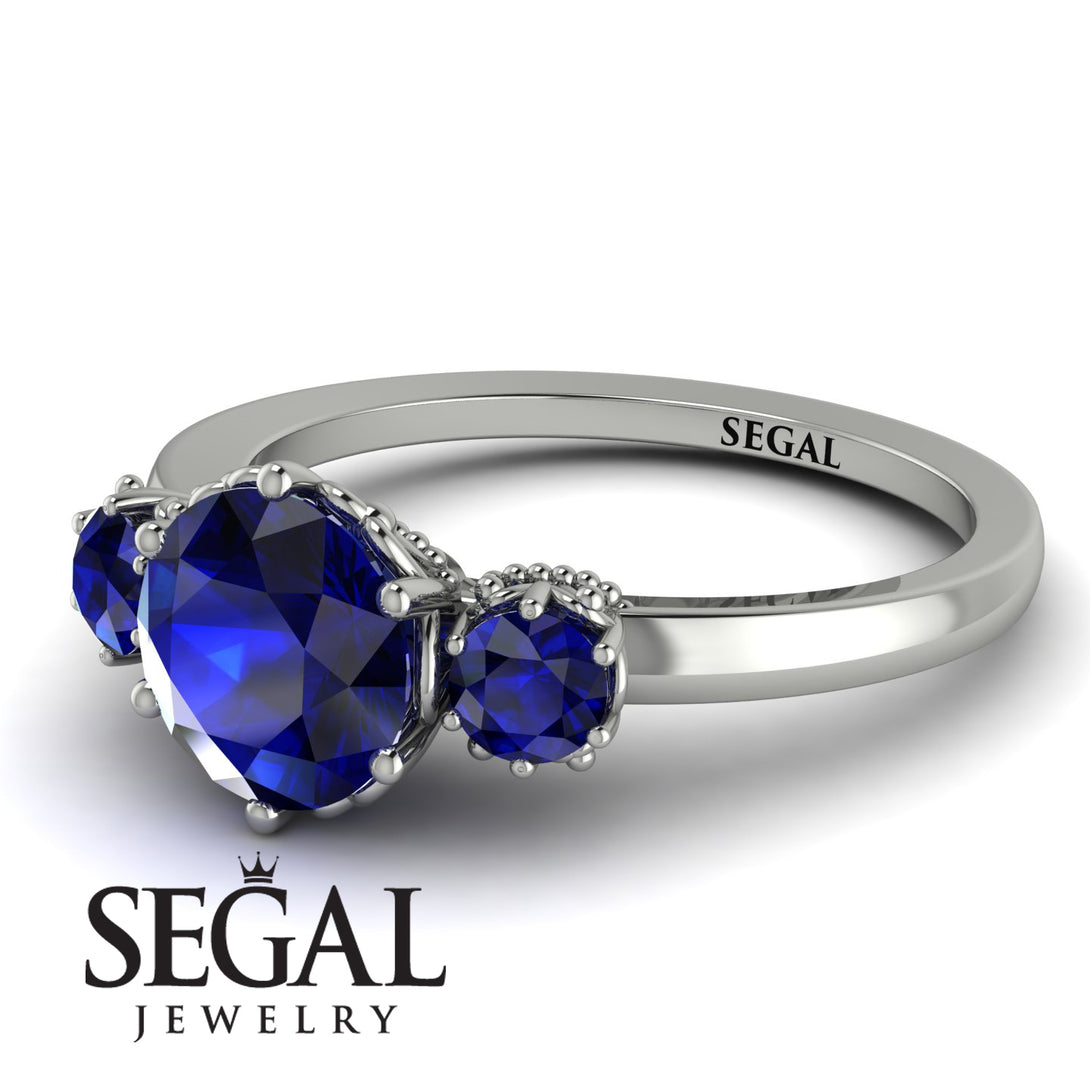 Classic 3 Stone Sapphire Engagement Ring - Sofia No. 75