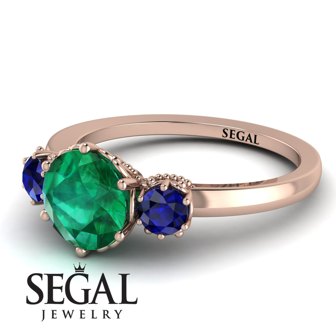 Classic 3 Stone Emerald Engagement Ring - Sofia No. 65